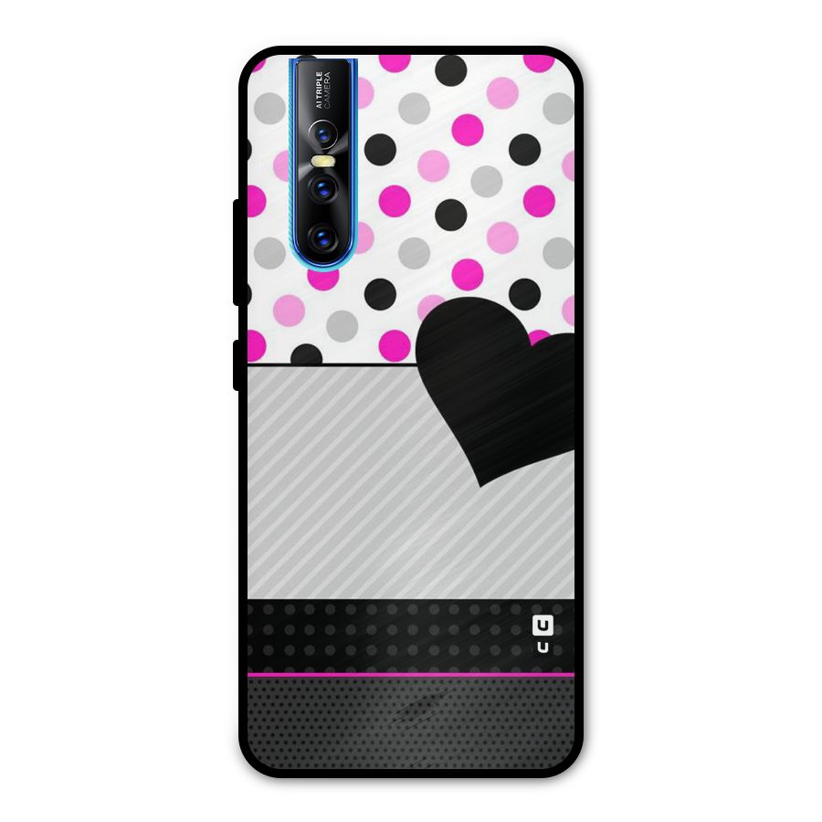 Heart Polka Stripes Metal Back Case for Vivo V15 Pro