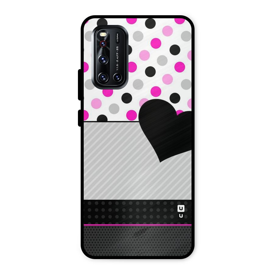Heart Polka Stripes Metal Back Case for Vivo V19