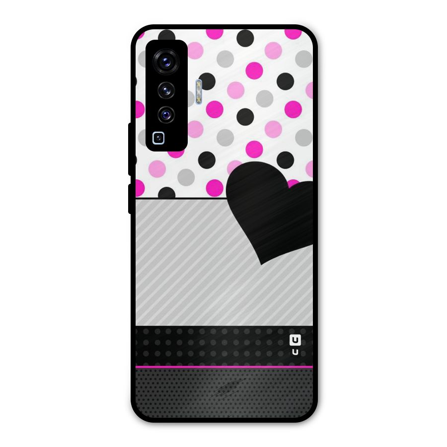 Heart Polka Stripes Metal Back Case for Vivo X50