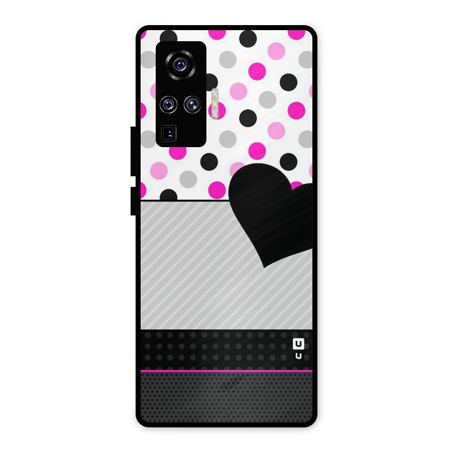 Heart Polka Stripes Metal Back Case for Vivo X50 Pro