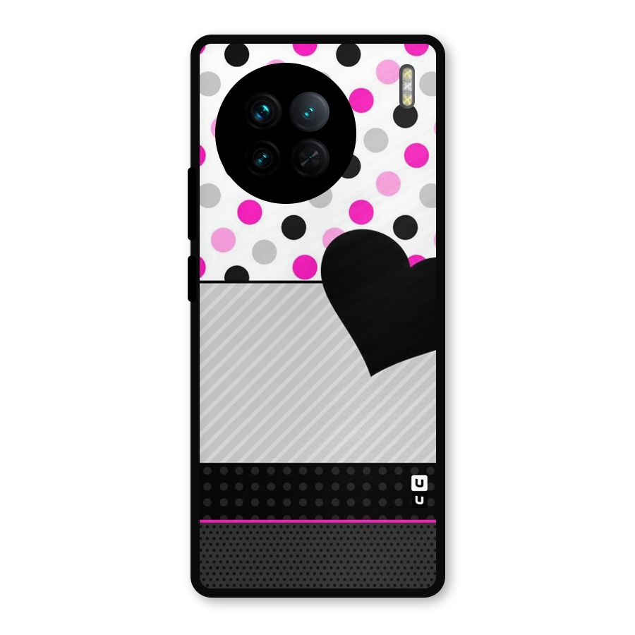 Heart Polka Stripes Metal Back Case for Vivo X90