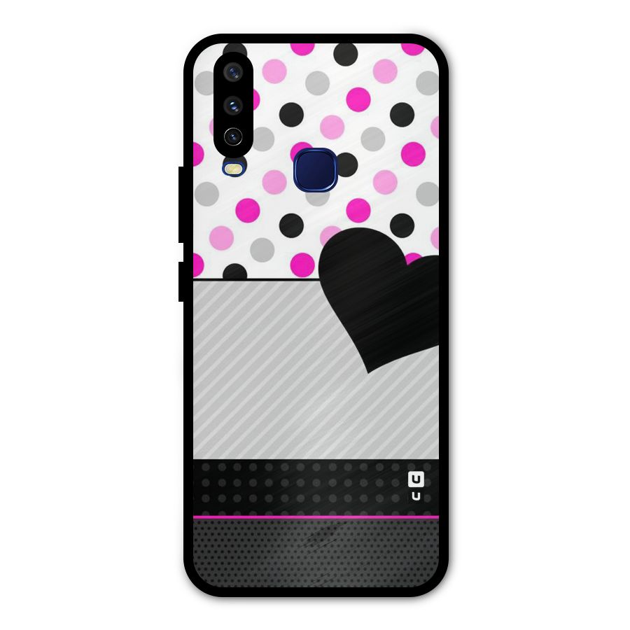 Heart Polka Stripes Metal Back Case for Vivo Y15