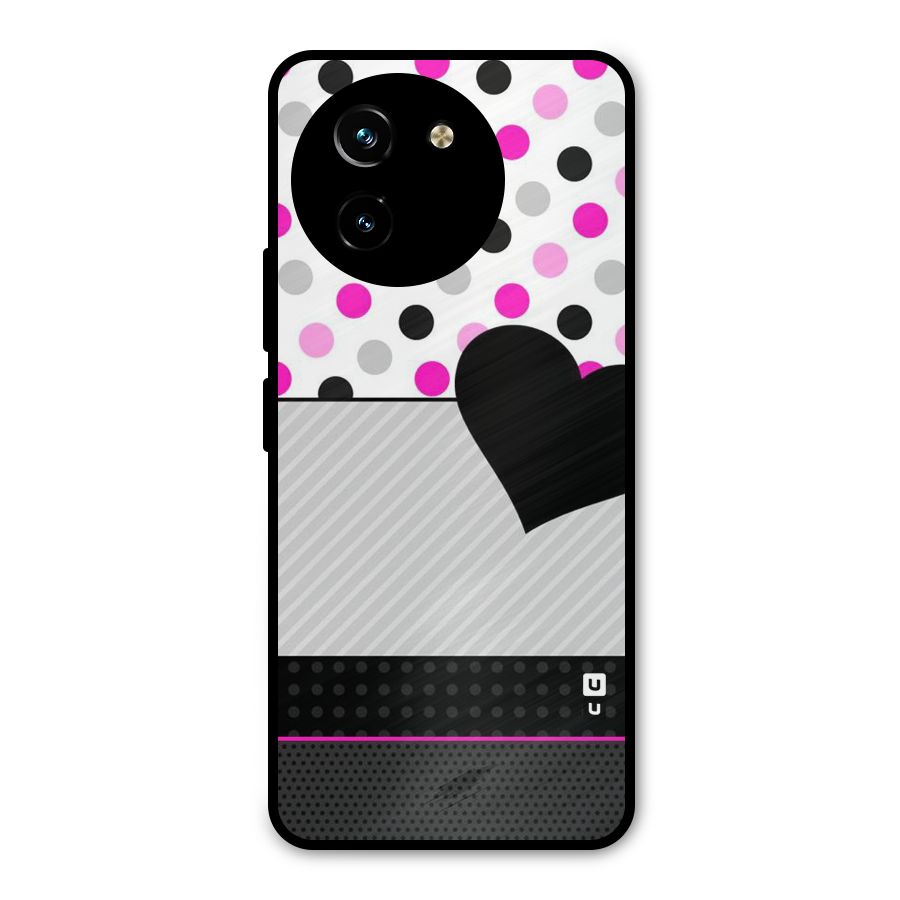 Heart Polka Stripes Metal Back Case for Vivo Y200i