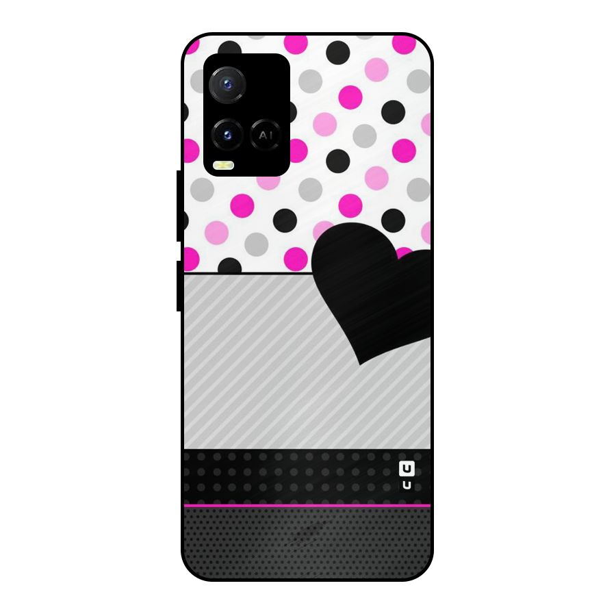 Heart Polka Stripes Metal Back Case for Vivo Y21A