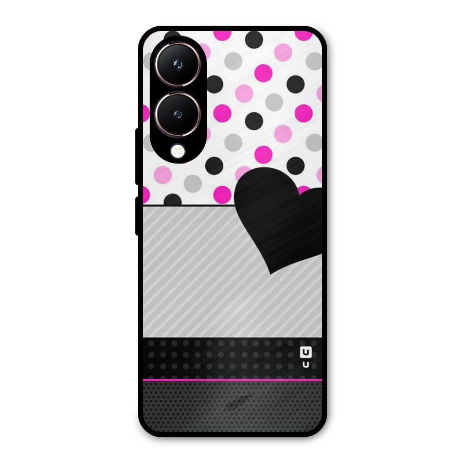 Heart Polka Stripes Metal Back Case for Vivo Y28