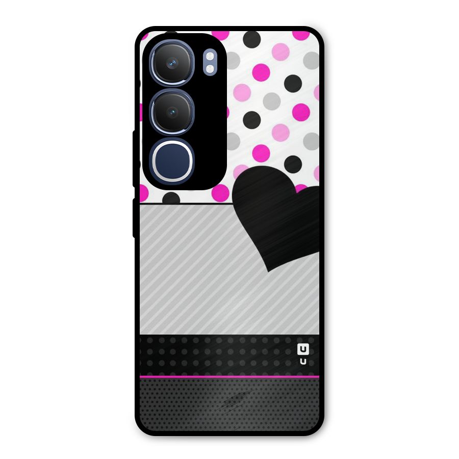 Heart Polka Stripes Metal Back Case for Vivo Y29
