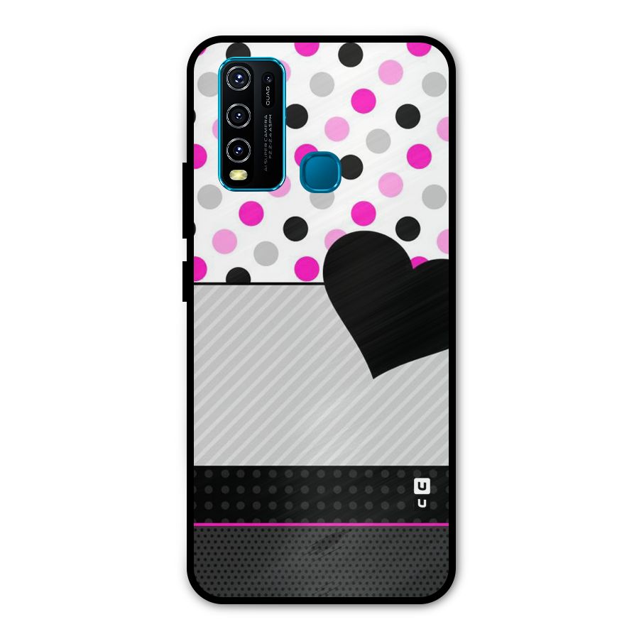 Heart Polka Stripes Metal Back Case for Vivo Y30