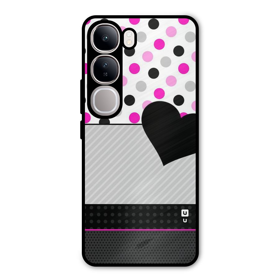 Heart Polka Stripes Metal Back Case for Vivo Y300