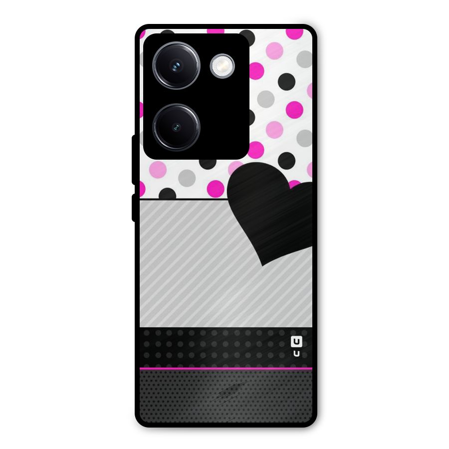 Heart Polka Stripes Metal Back Case for Vivo Y300 Plus