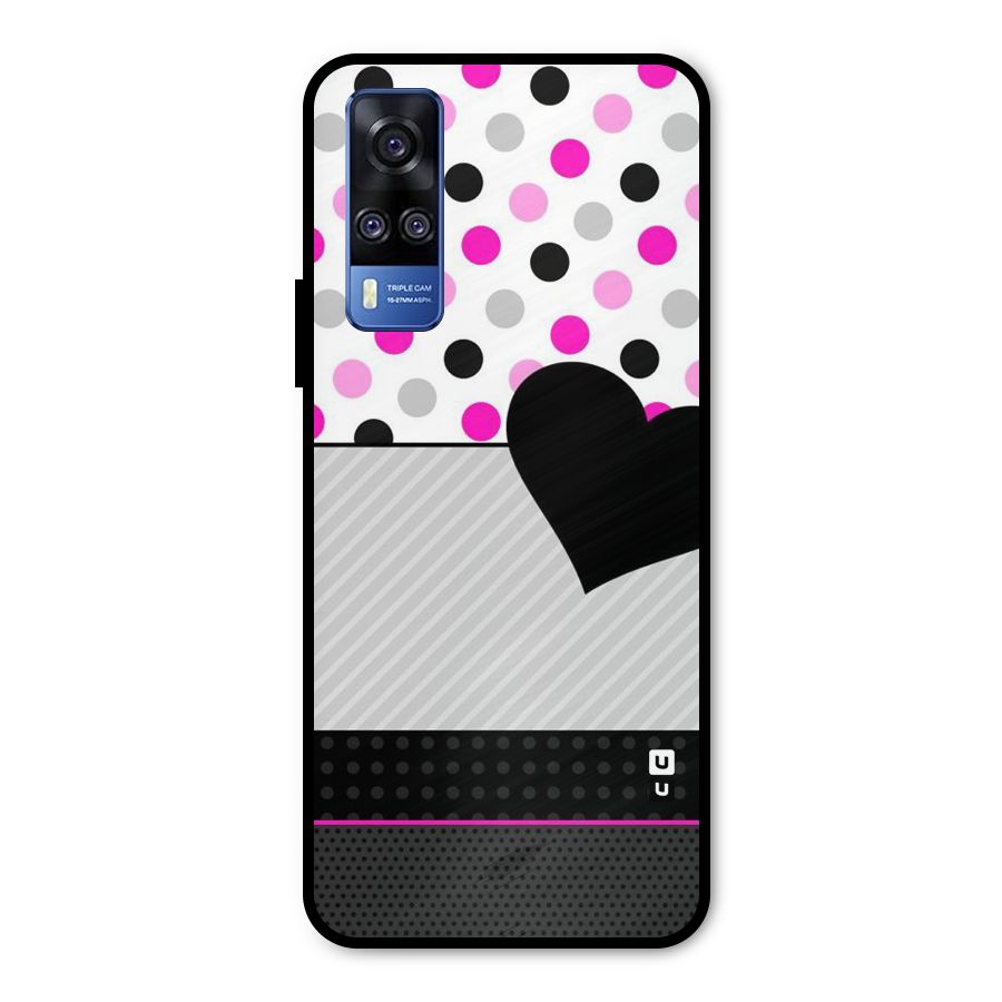 Heart Polka Stripes Metal Back Case for Vivo Y31