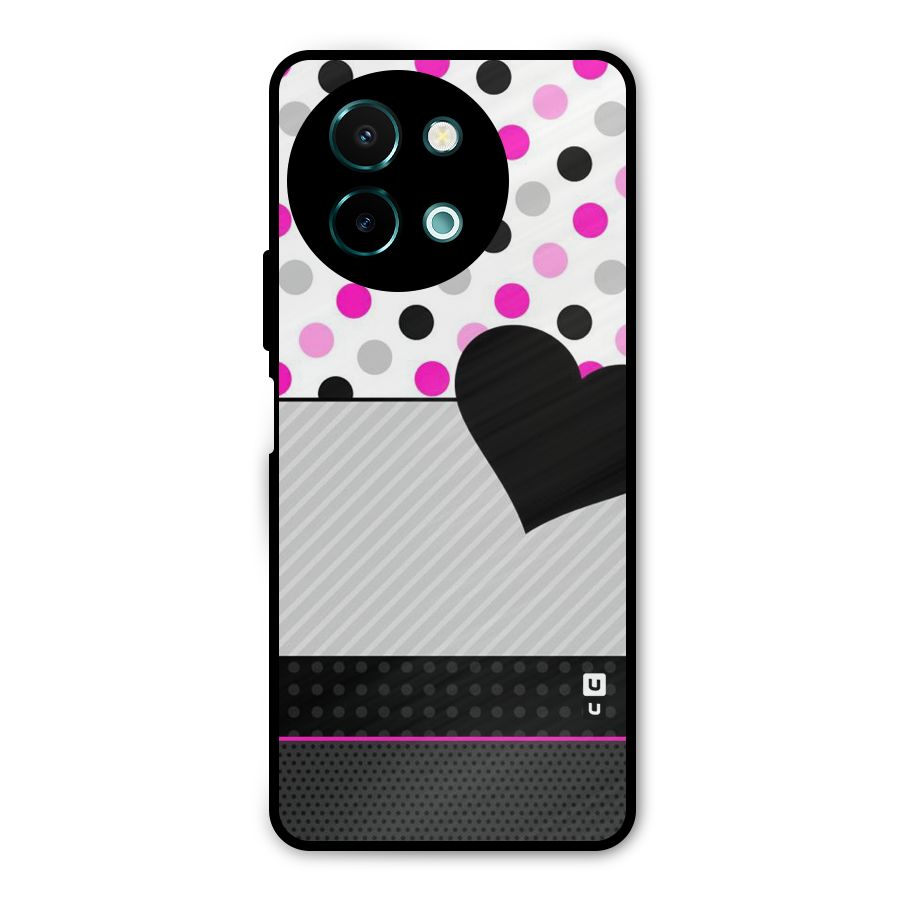 Heart Polka Stripes Metal Back Case for Vivo Y58