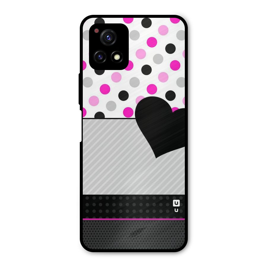Heart Polka Stripes Metal Back Case for Vivo Y72 5G