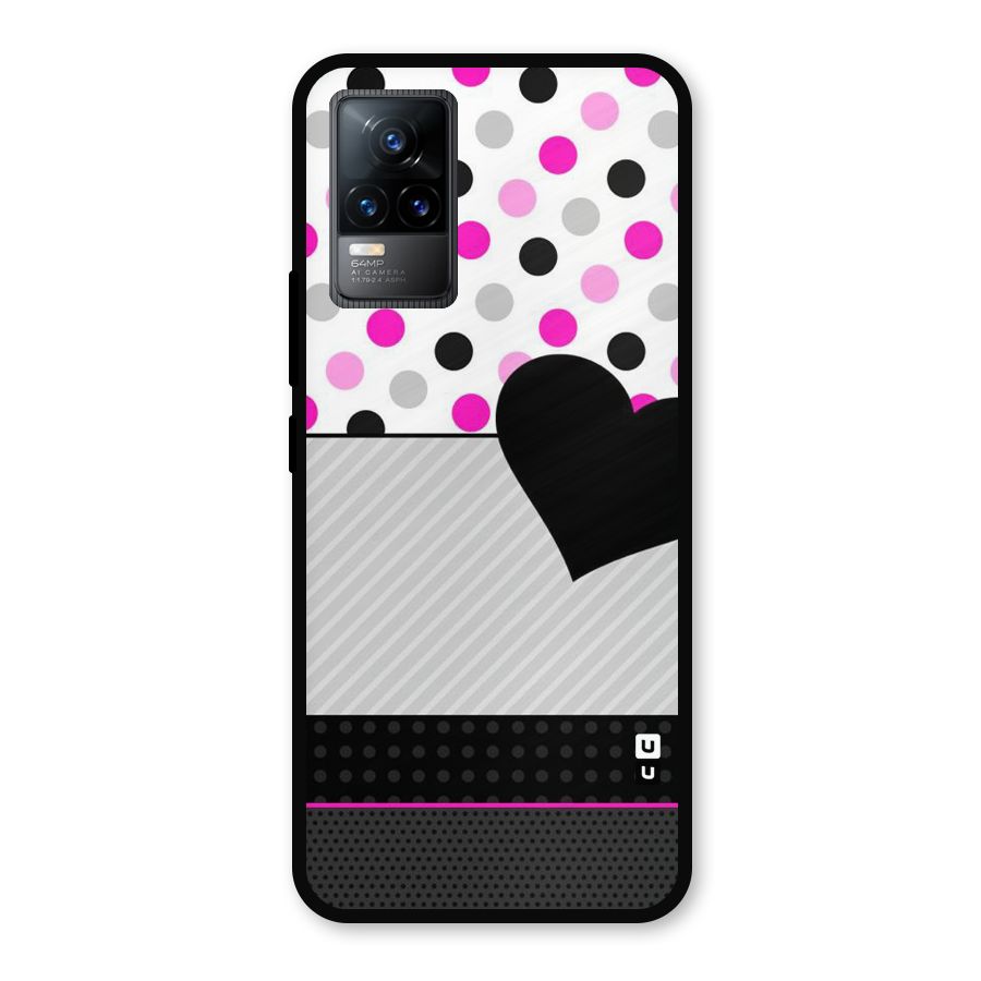 Heart Polka Stripes Metal Back Case for Vivo Y73