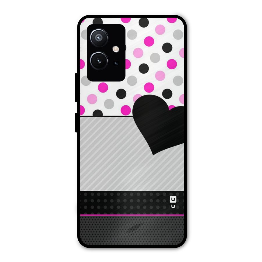 Heart Polka Stripes Metal Back Case for Vivo Y75 5G