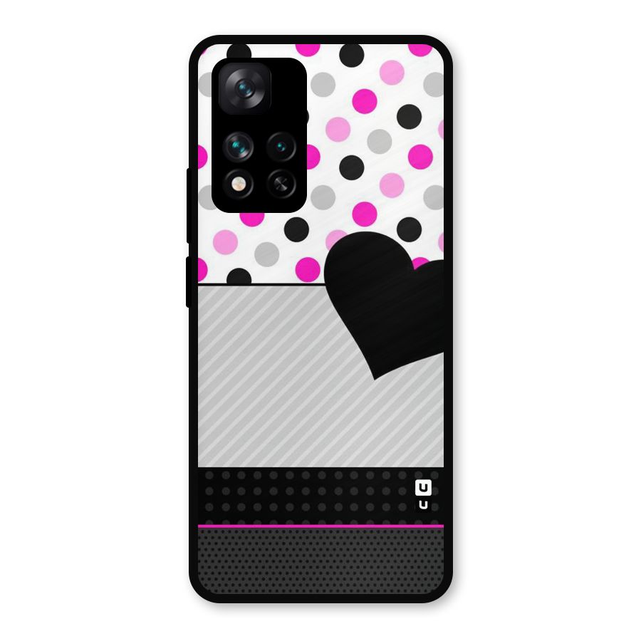 Heart Polka Stripes Metal Back Case for Xiaomi 11i Hypercharge 5G