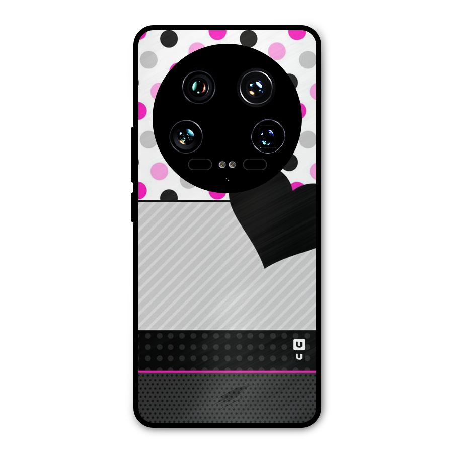 Heart Polka Stripes Metal Back Case for Xiaomi 14 Ultra