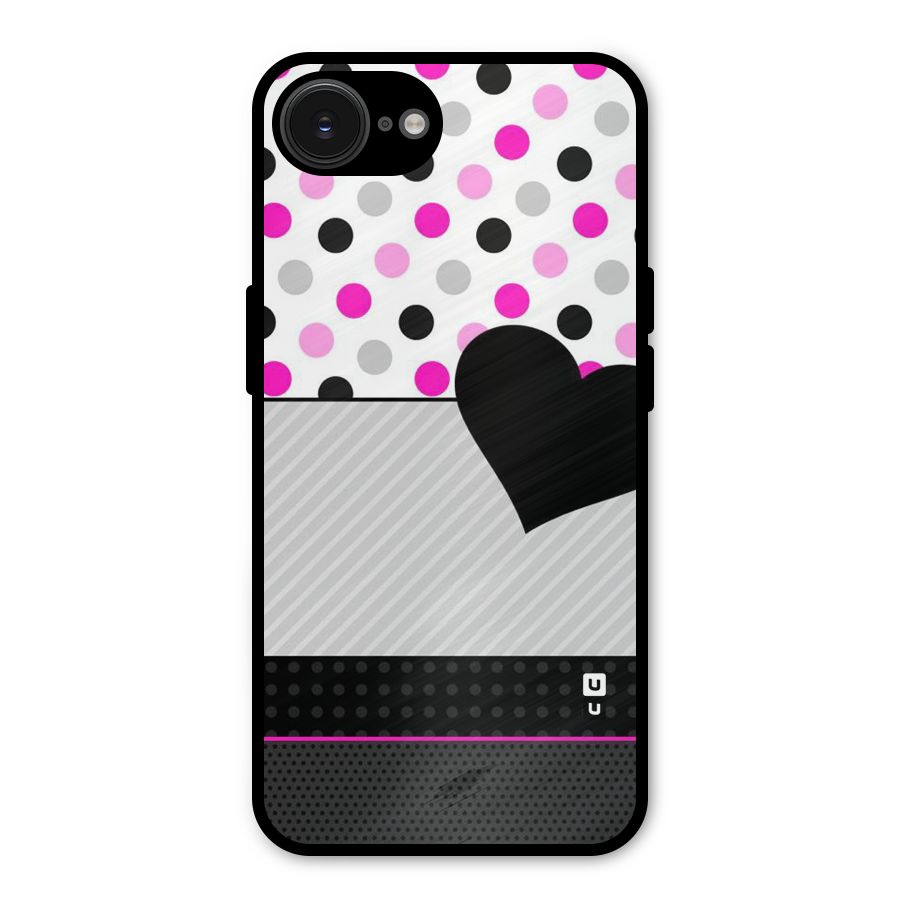 Heart Polka Stripes Metal Back Case for iPhone 16e