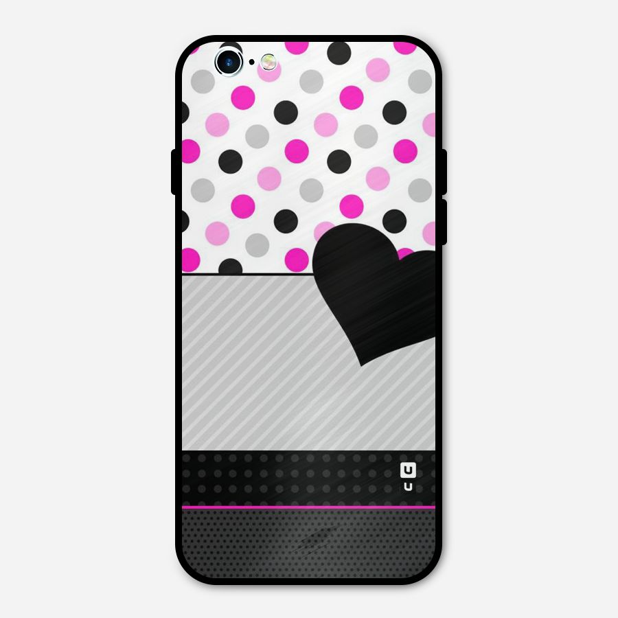 Heart Polka Stripes Metal Back Case for iPhone 6 6s