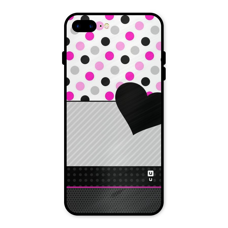 Heart Polka Stripes Metal Back Case for iPhone 8 Plus