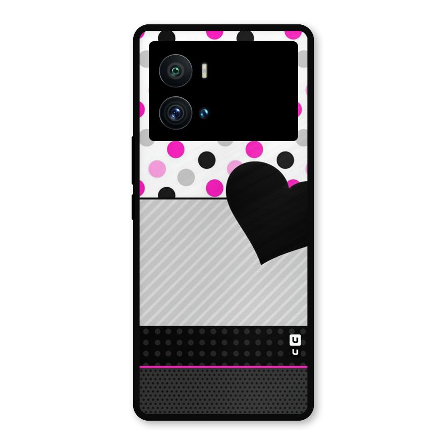 Heart Polka Stripes Metal Back Case for iQOO 9 Pro