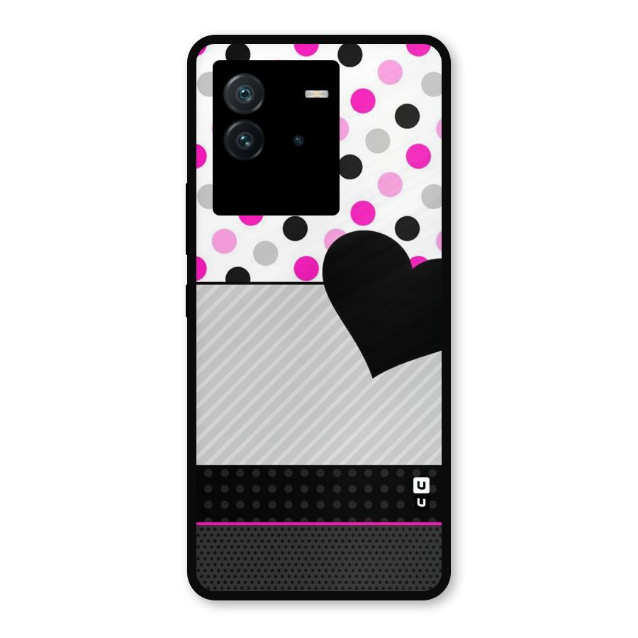 Heart Polka Stripes Metal Back Case for iQOO Neo 6 5G