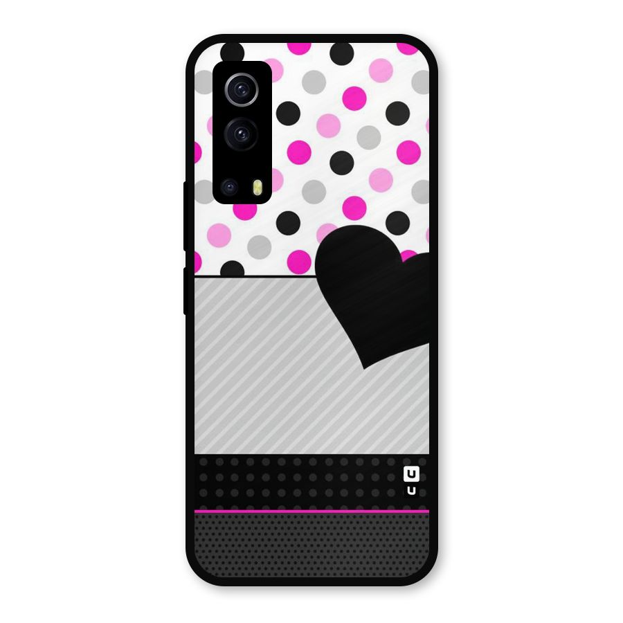 Heart Polka Stripes Metal Back Case for iQOO Z3