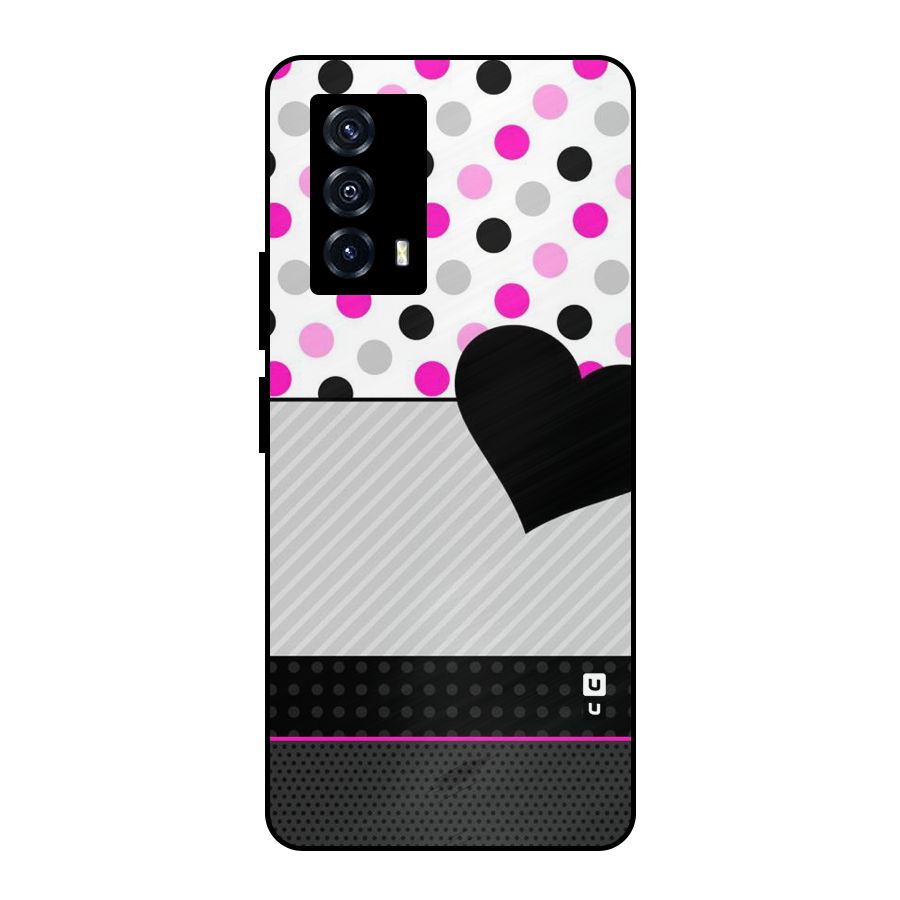 Heart Polka Stripes Metal Back Case for iQOO Z5