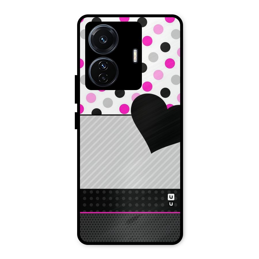 Heart Polka Stripes Metal Back Case for iQOO Z6