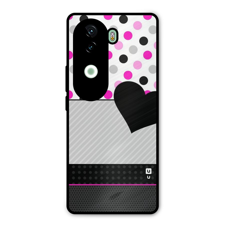 Heart Polka Stripes Metal Back Case for iQOO Z9s