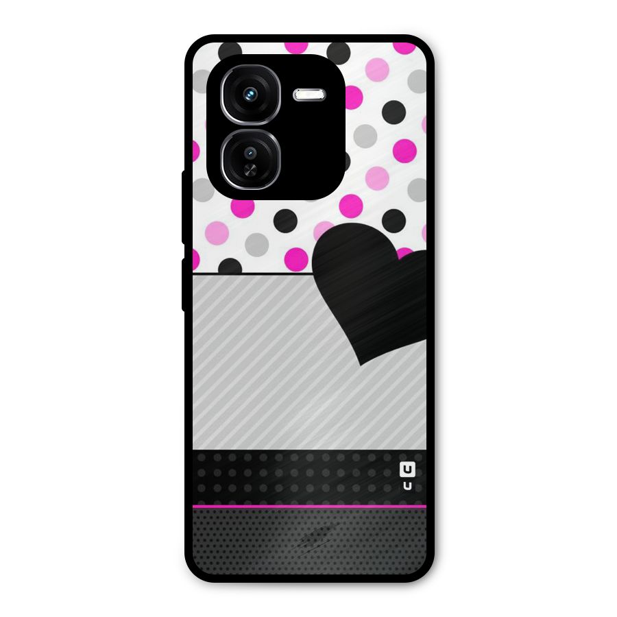 Heart Polka Stripes Metal Back Case for iQOO Z9x
