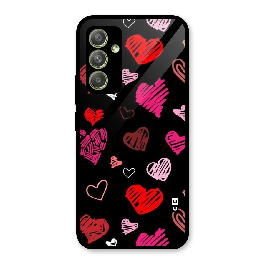Hearts Art Pattern Glass Back Case for Galaxy A54