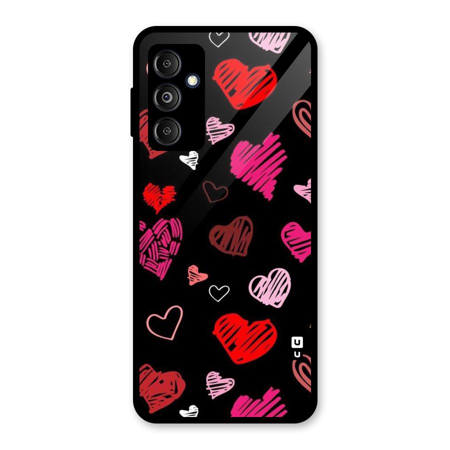 Hearts Art Pattern Glass Back Case for Galaxy M14 5G