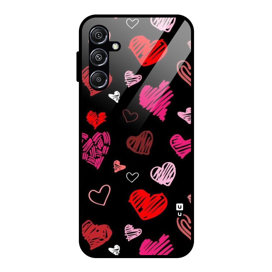 Hearts Art Pattern Glass Back Case for Galaxy M34 5G