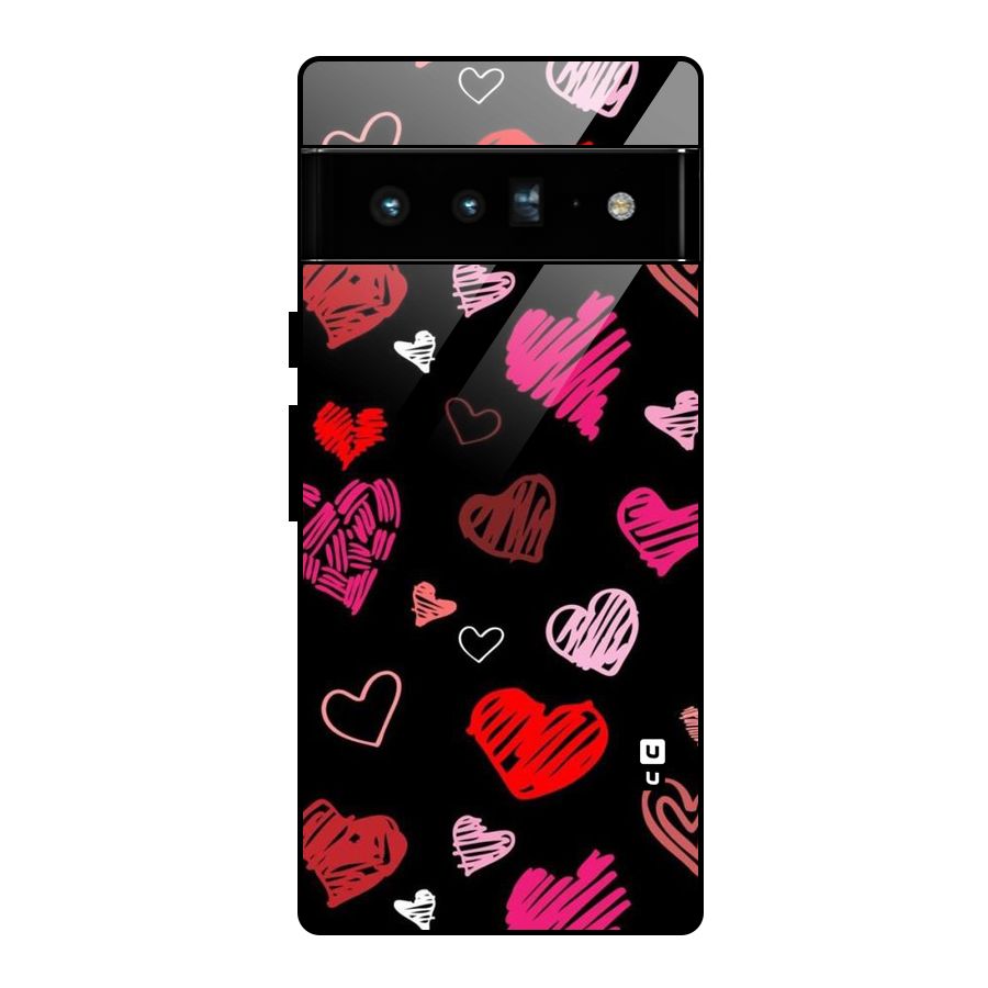 Hearts Art Pattern Glass Back Case for Google Pixel 6 Pro
