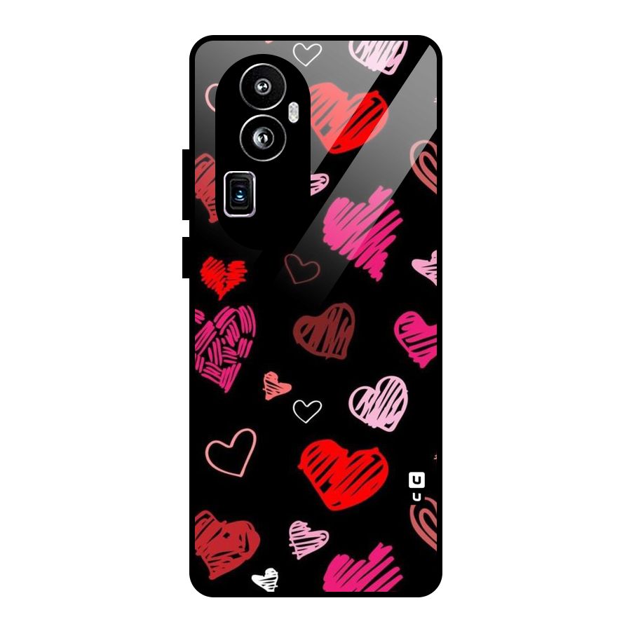 Hearts Art Pattern Glass Back Case for Oppo Reno10 Pro Plus