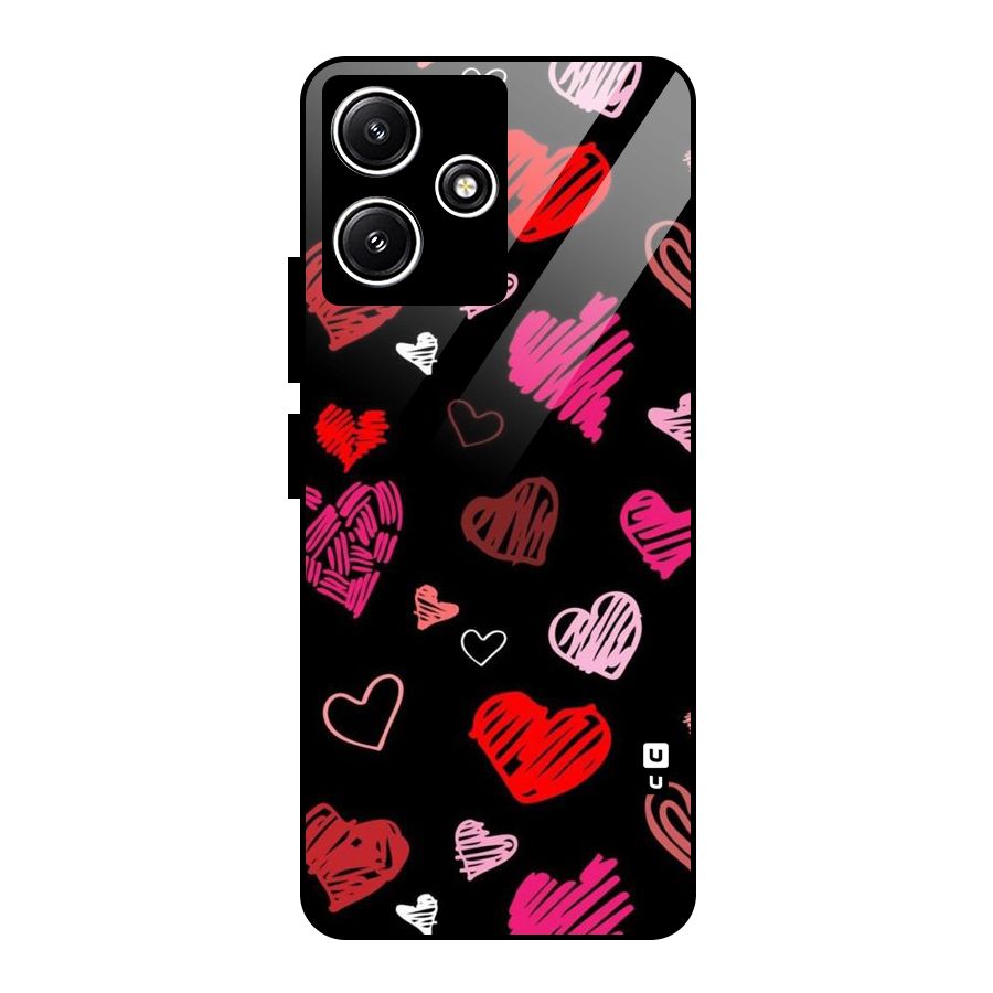 Hearts Art Pattern Glass Back Case for Poco M6 Pro
