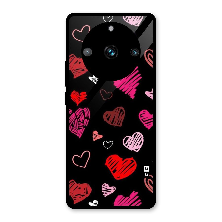 Hearts Art Pattern Glass Back Case for Realme 11 Pro