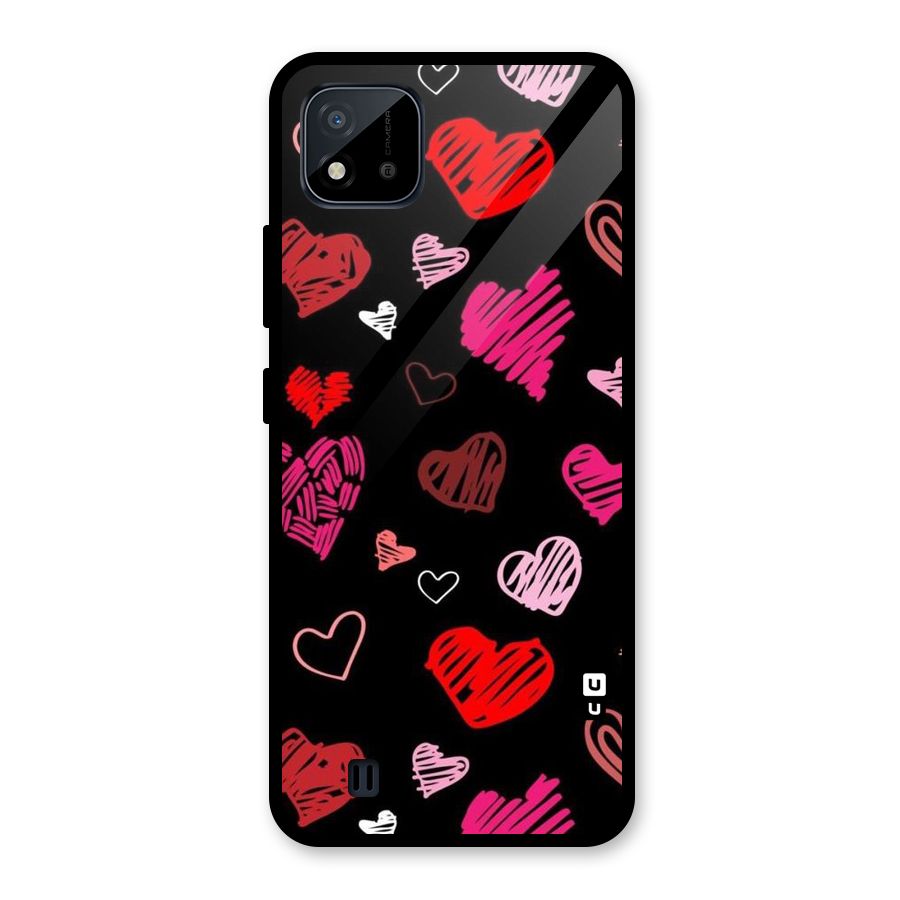 Hearts Art Pattern Glass Back Case for Realme C11 2021