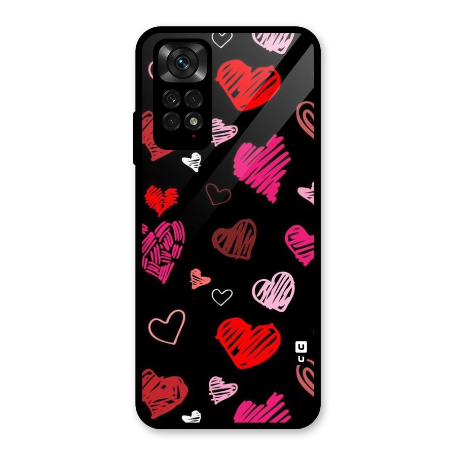 Hearts Art Pattern Glass Back Case for Redmi Note 11S