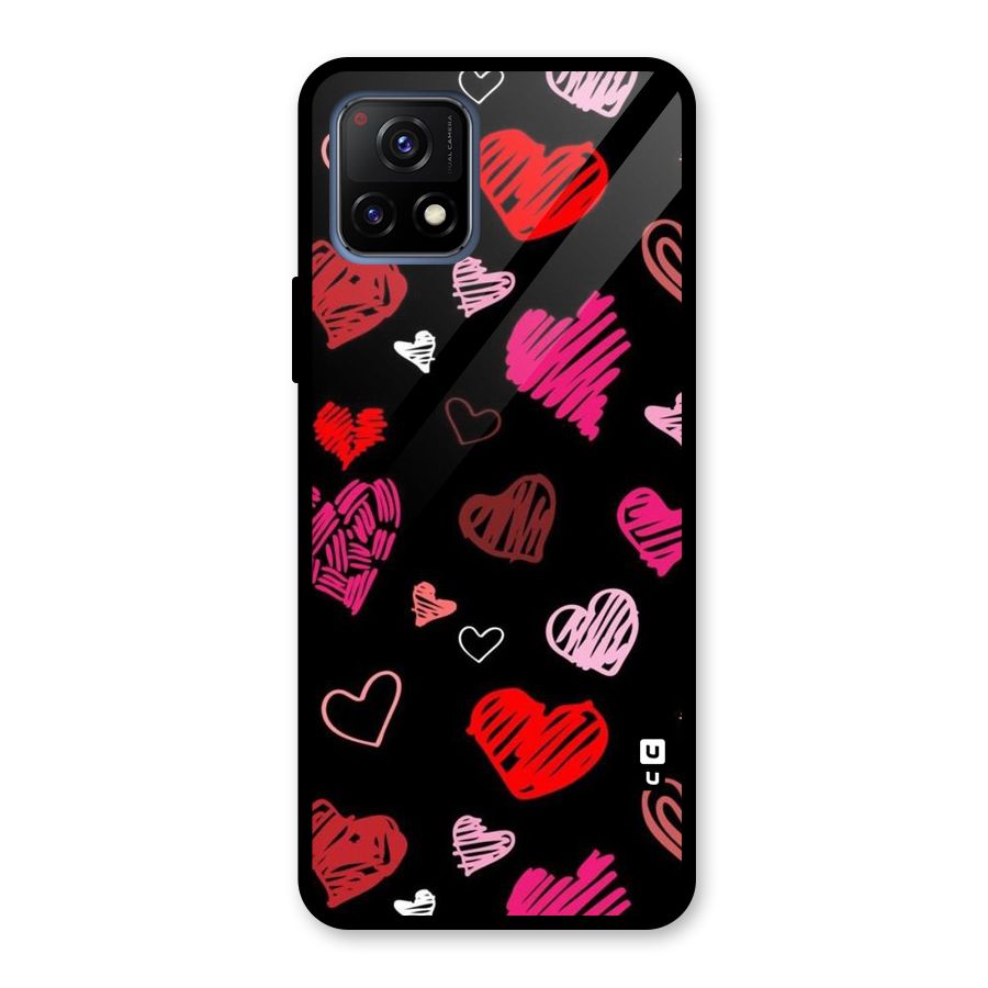 Hearts Art Pattern Glass Back Case for Vivo Y72 5G
