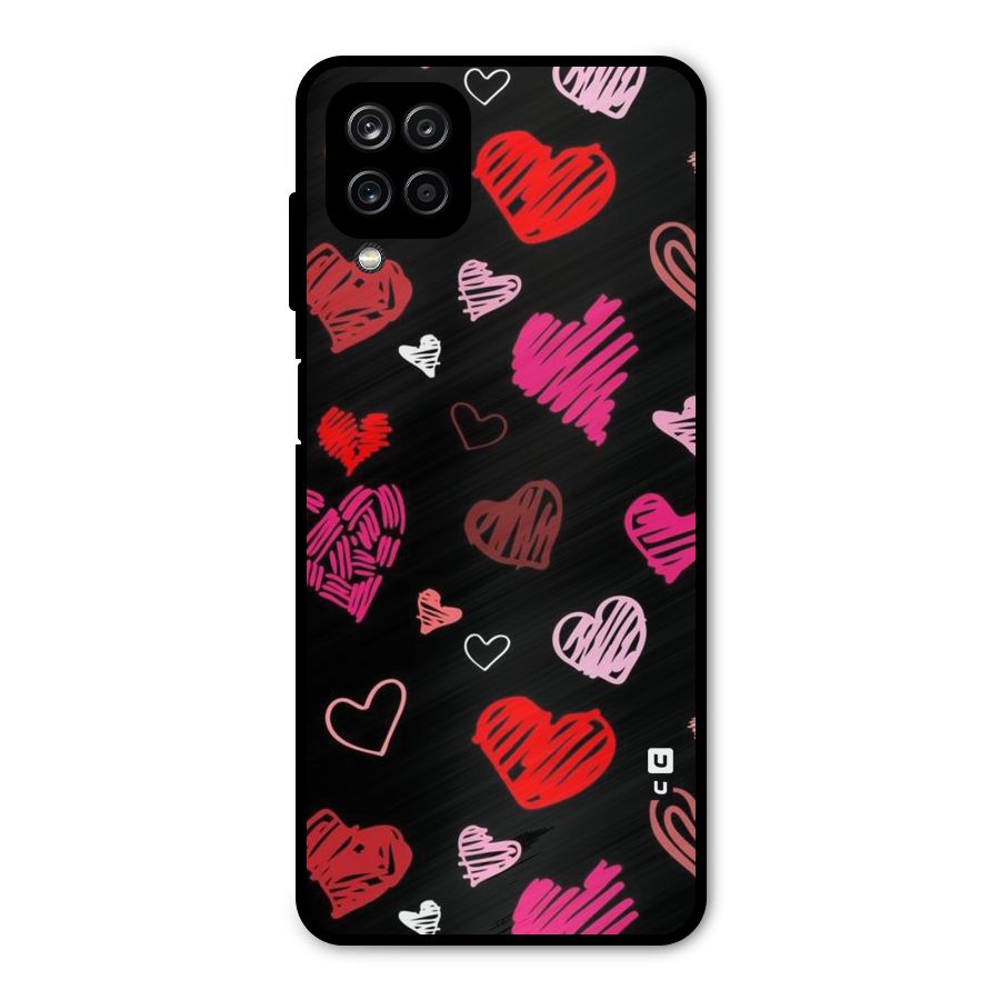 Hearts Art Pattern Metal Back Case for Galaxy A12