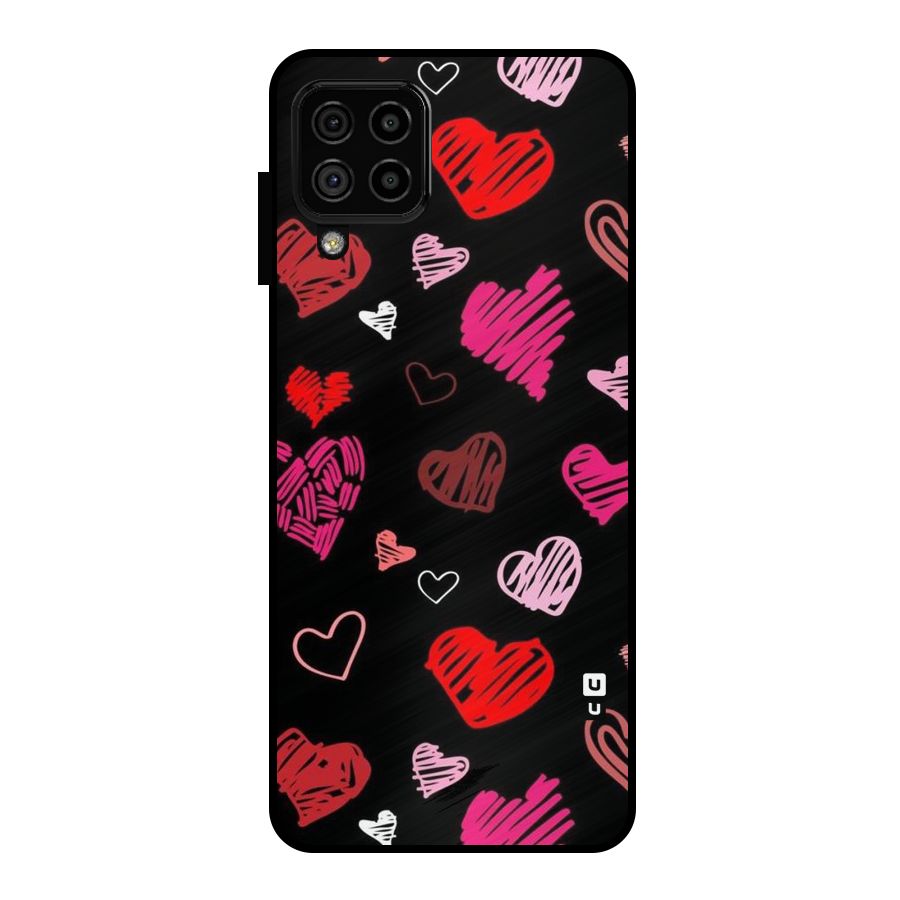 Hearts Art Pattern Metal Back Case for Galaxy A22 4G
