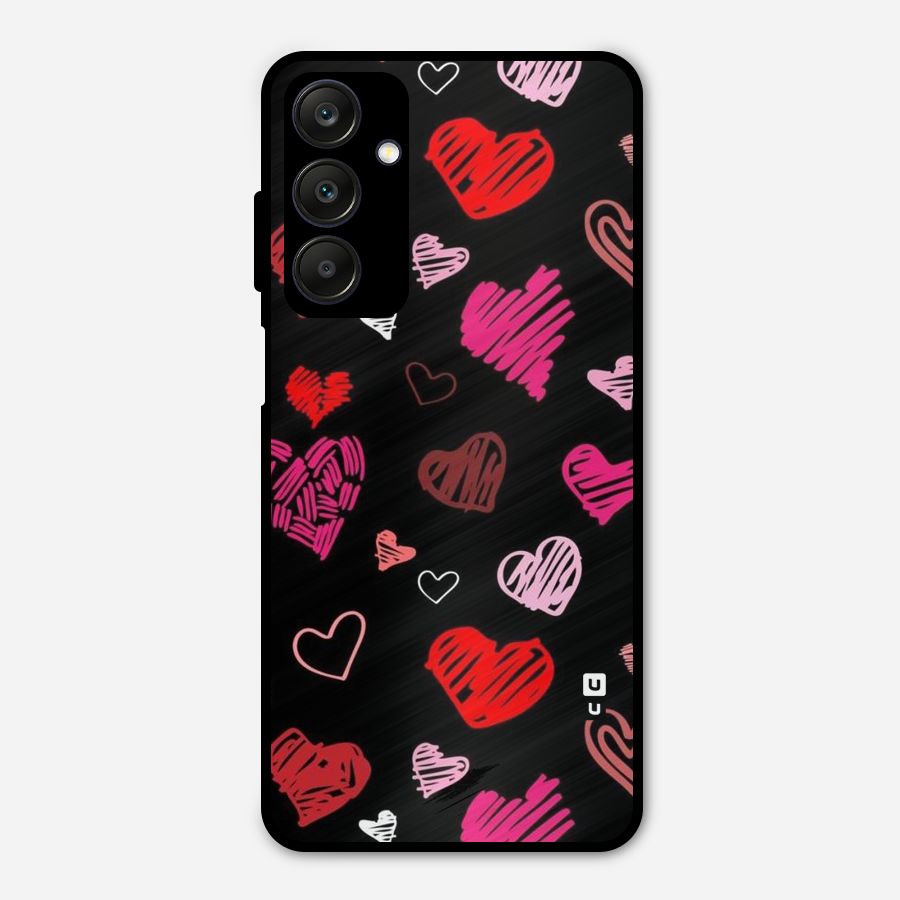 Hearts Art Pattern Metal Back Case for Galaxy A25 5G