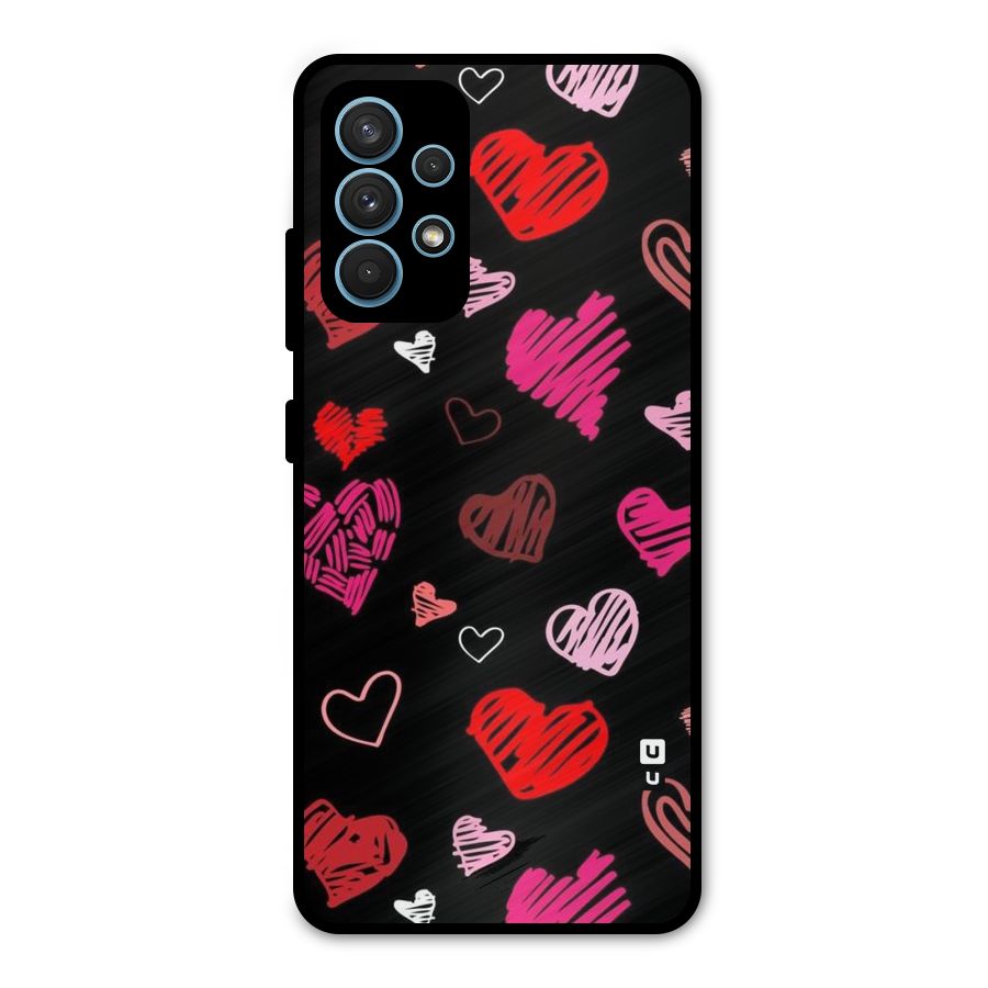 Hearts Art Pattern Metal Back Case for Galaxy A32