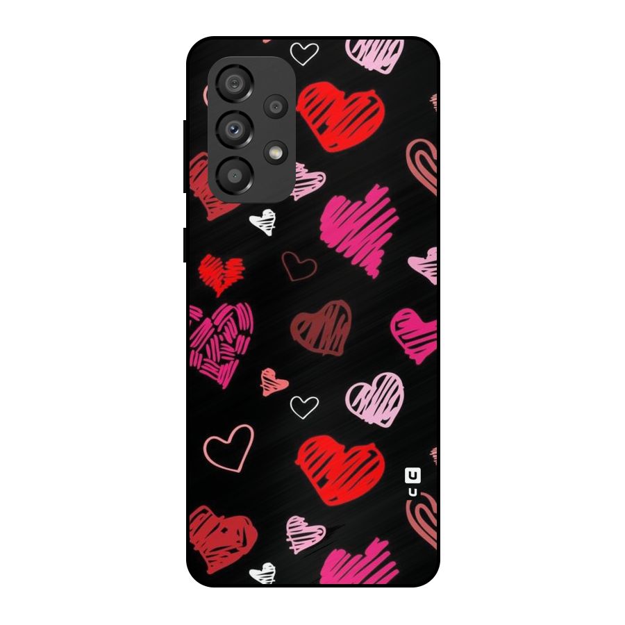 Hearts Art Pattern Metal Back Case for Galaxy A33 5G