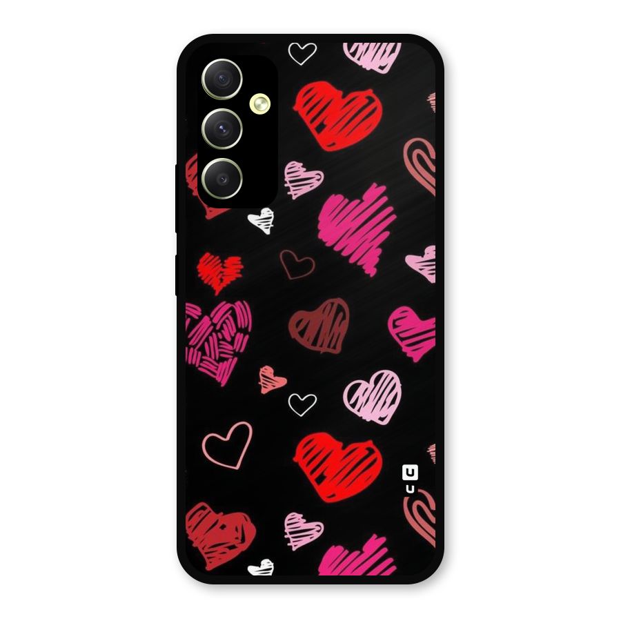 Hearts Art Pattern Metal Back Case for Galaxy A34