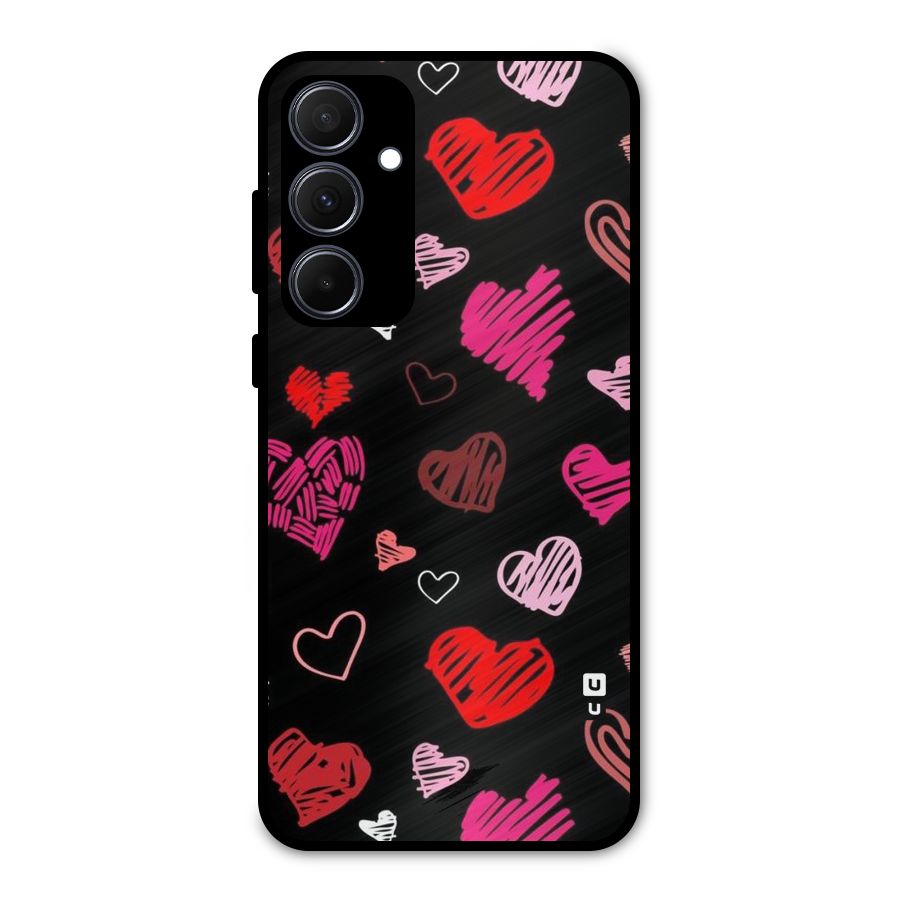 Hearts Art Pattern Metal Back Case for Galaxy A35