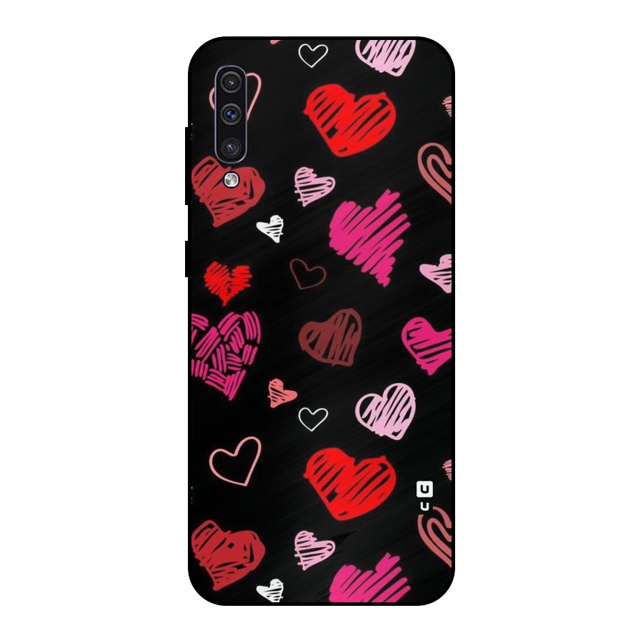 Hearts Art Pattern Metal Back Case for Galaxy A50s