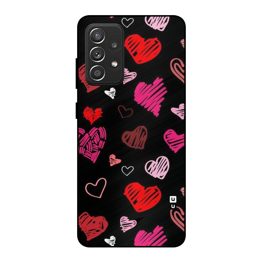 Hearts Art Pattern Metal Back Case for Galaxy A52s 5G