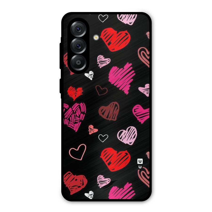 Hearts Art Pattern Metal Back Case for Galaxy A56